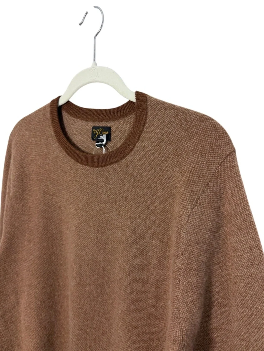 NWT J. Crew Men's Bird's Eye Cashmere Sweater in H. Oak Camel Size M